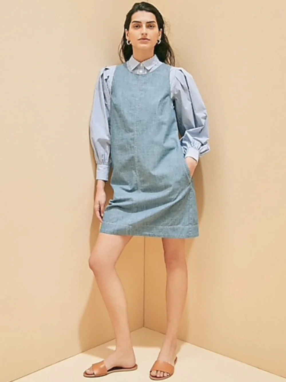 J. Crew Button Back Chambray Shift Dress NWOT